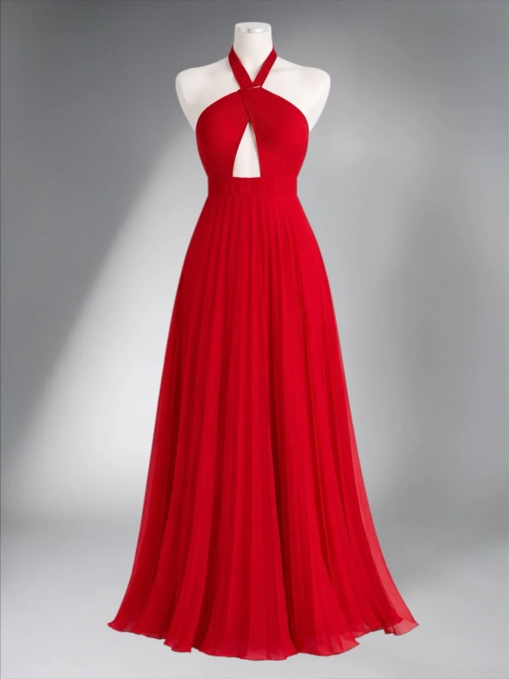 Zara Red Halter Maxi Dress with Keyhole Detail - Picture 8 of 11